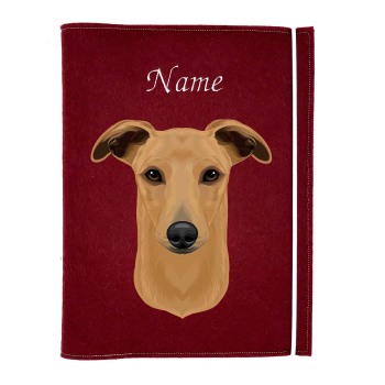 Dokumentenhülle für die Hunderasse Windhund rot