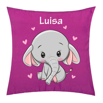 Personalisiertes Kissen für Kinder Elefant mit Herzen Mädchen