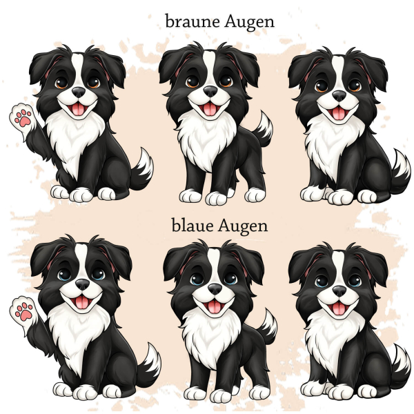 Motivauswahl der Dokumentenhülle für die Hunderasse Border Collie schwarz weiß