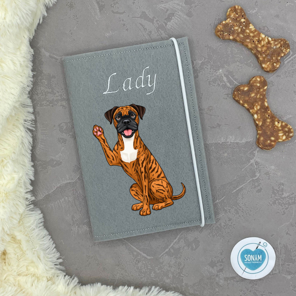 Boxer red brindle Designbeispiel in grau