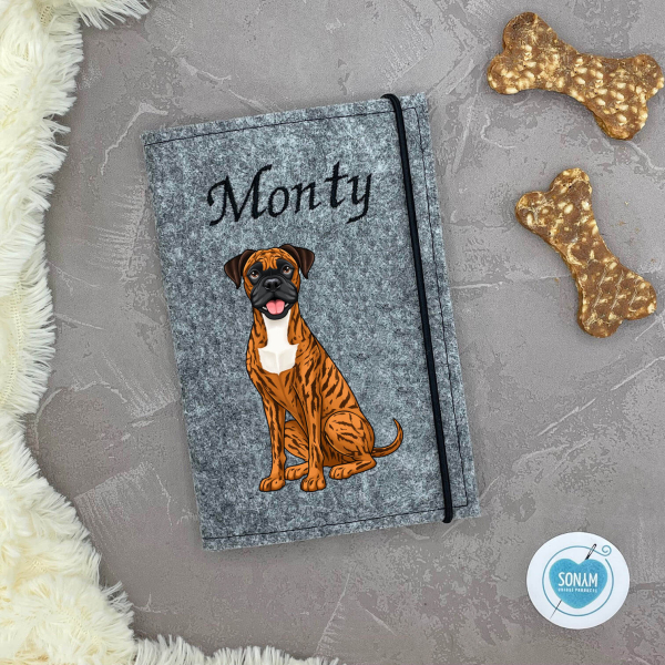 Boxer red brindle Designbeispiel in grau meliert