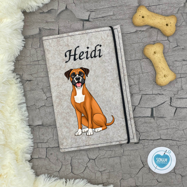 Boxer rotbraun weiß Designbeispiel in beige meliert