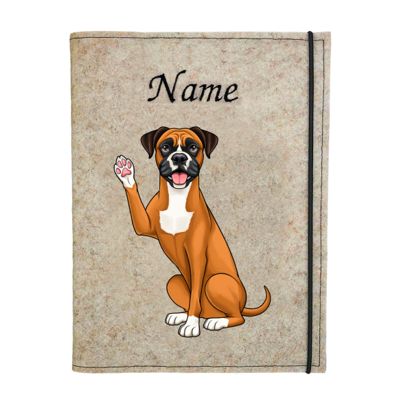 Boxer rotbraun weiß personalisierte Dokumentenhülle