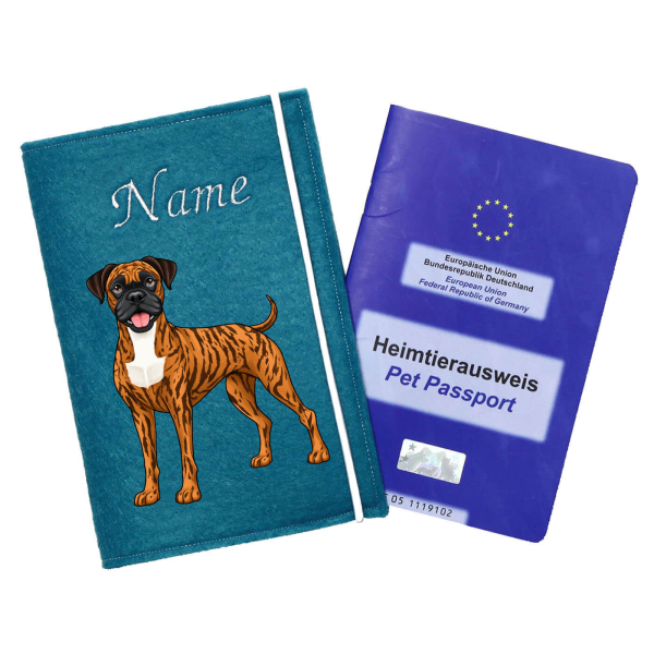 Boxer red brindle personalisierte Impfpasshülle