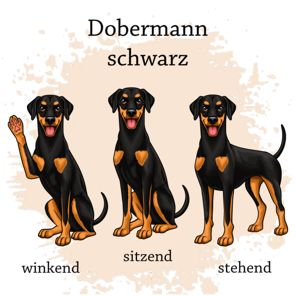 Motivauswahl für die Impfpasshülle der Hunderasse Dobermann schwarz