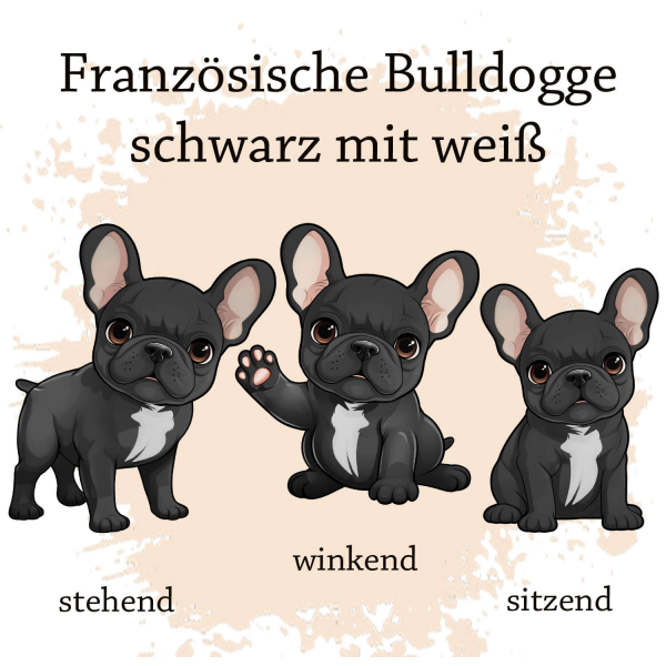 Motivauswahl der Impfpasshülle für die schwarz weiße Französische Bulldogge