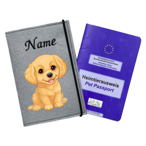 Impfpasshülle für den Golden Retriever gold
