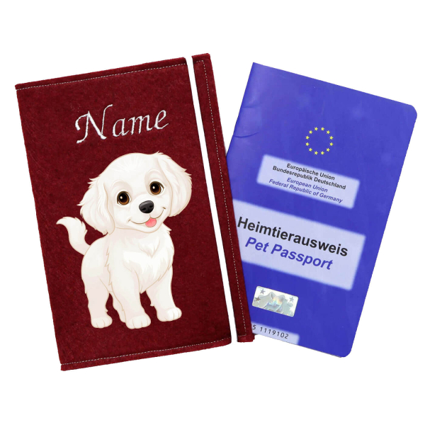 Impfpasshülle für den Golden Retriever creme weiß
