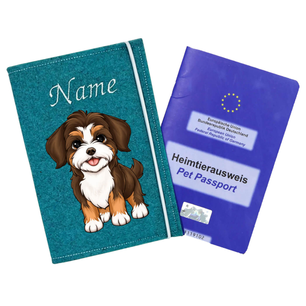 Impfpasshülle für die Hunderasse Havaneser tricolor braun