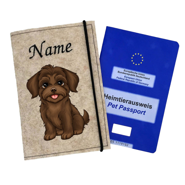 Impfpasshülle für die Hunderasse Havaneser braun