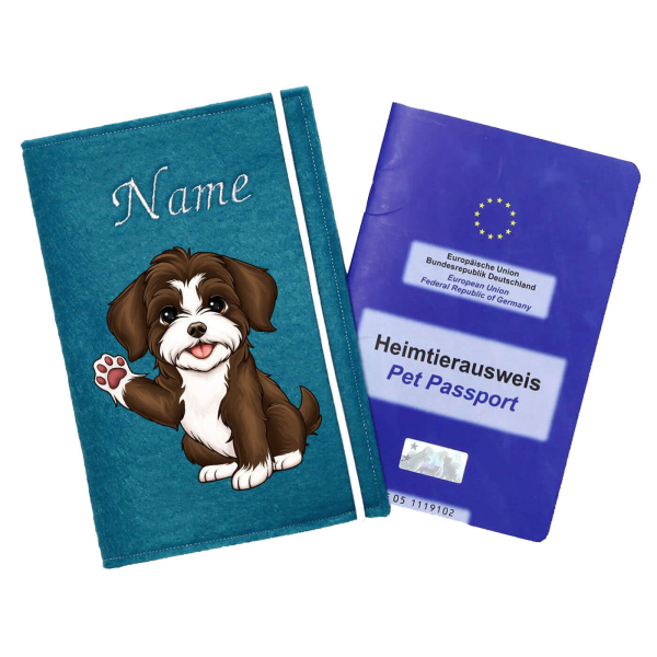 Impfpasshülle für die Hunderasse Havaneser braun weiß
