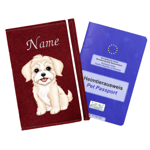 Impfpasshülle für die Hunderasse Havaneser creme weiß