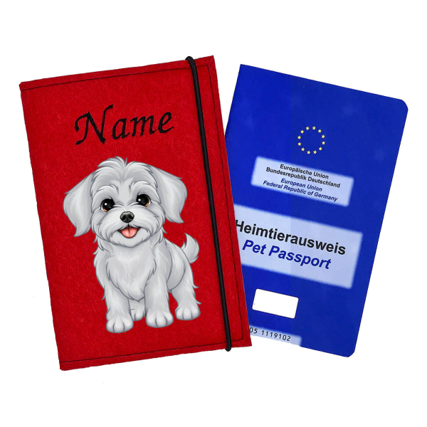 Impfpasshülle für die Hunderasse Havaneser silber