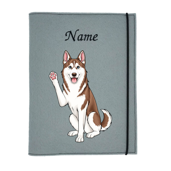 Husky braun weiß personalisierte Dokumentenhülle