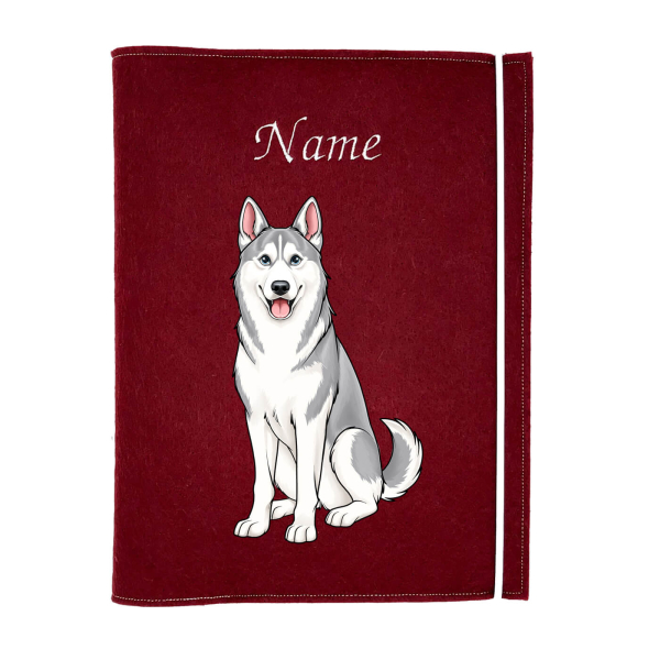 Husky silber weiß personalisierte Dokumentenhülle