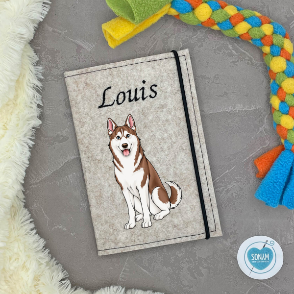 Husky braun weiß Designbeispiel in beige meliert