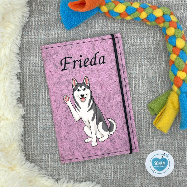 Husky grau weiß Designbeispiel in rosenholz meliert