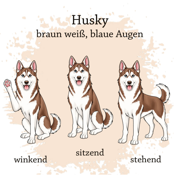 Husky braun weiß mit blauen Augen Motivauswahl für Impfpasshülle