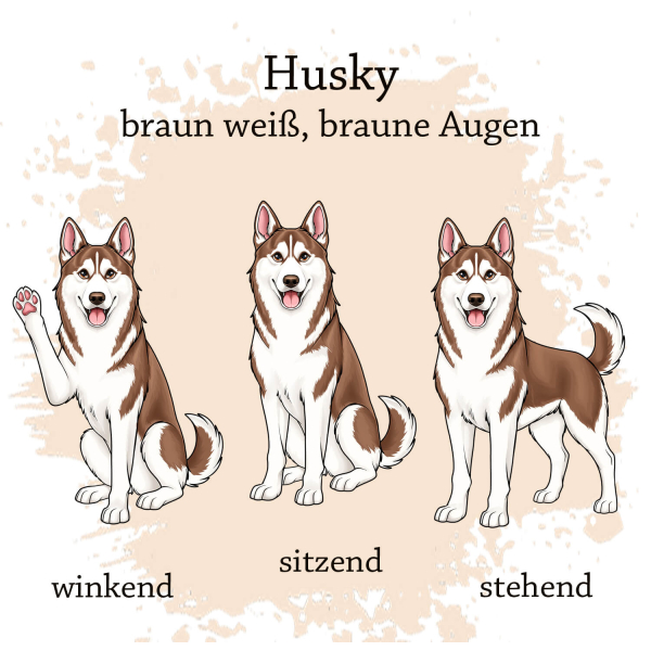 Husky braun weiß mit braunen Augen Motivauswahl für Impfpasshülle