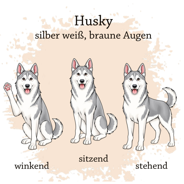 Husky silber weiß mit braunen Augen Motivauswahl für Impfpasshülle