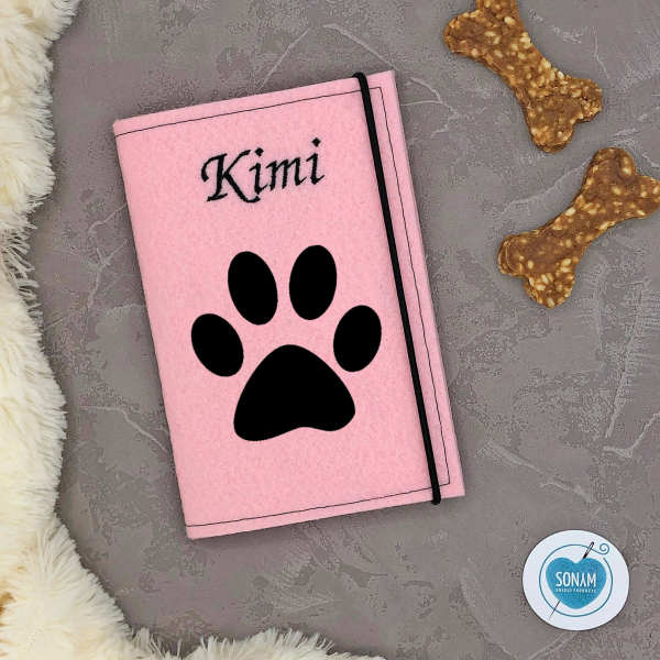 Personalisierte Impfpasshülle Hund in rosa