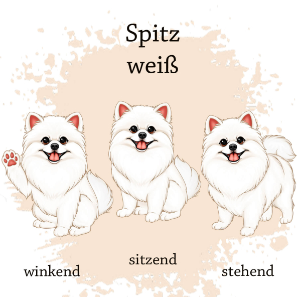 Motivauswahl der Dokumentenhülle für die Hunderasse Spitz weiß