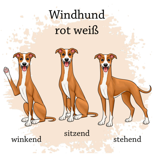 Windhund in rot weiß Motivauswahl