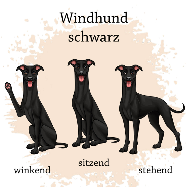 Windhund in schwarz Motivauswahl
