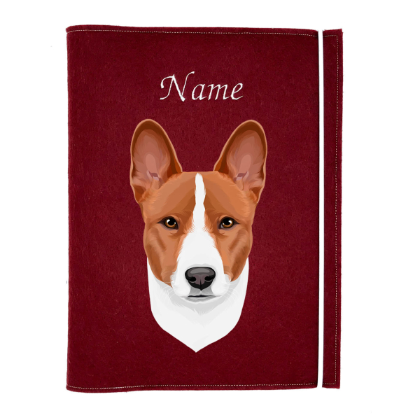 Dokumentenhülle für die Hunderasse Basenji rot weiß