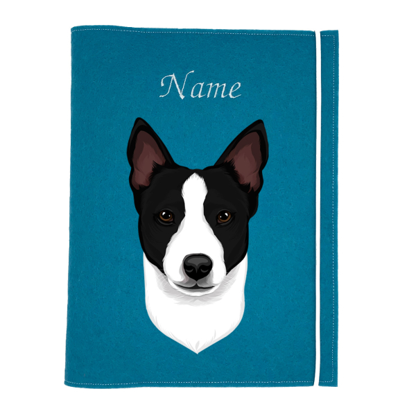 Dokumentenhülle für die Hunderasse Basenji schwarz weiß