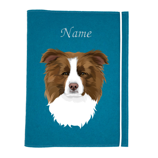 Dokumentenhülle für die Hunderasse Border Collie braun weiß