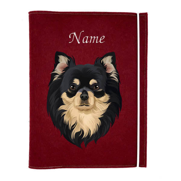 Dokumentenhülle für die Hunderasse Chihuahua Langhaar black tan