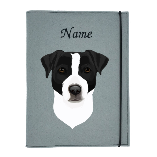 Dokumentenhülle für die Hunderasse Jack Russell Terrier schwarz weiß