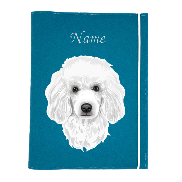 Dokumentenhülle für die Hunderasse Pudel weiß