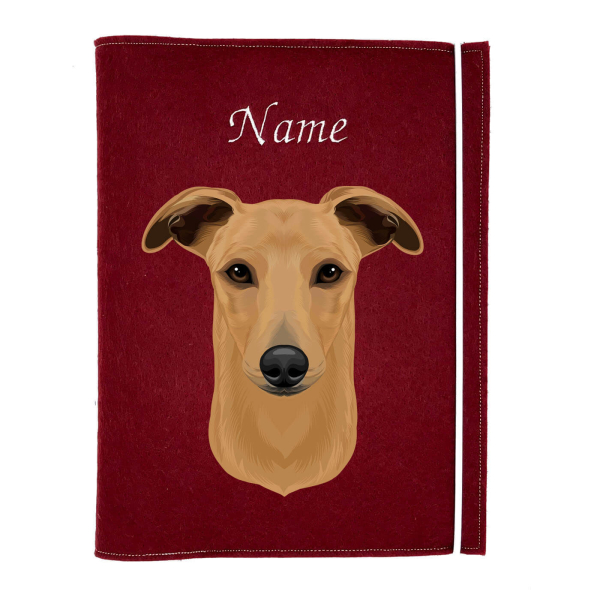 Dokumentenhülle für die Hunderasse Windhund rot