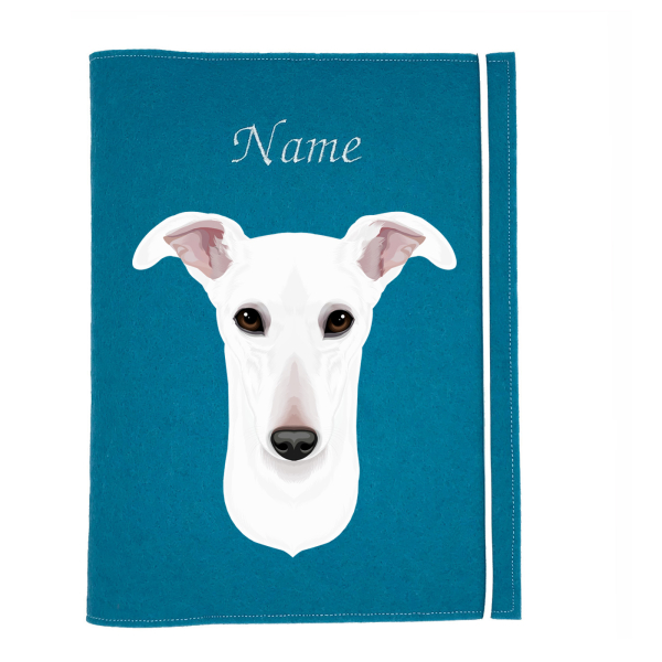 Dokumentenhülle für die Hunderasse Windhund weiß