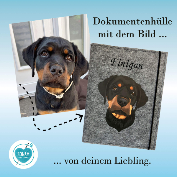 Dokumentenhülle mit dem Bild vom Hund