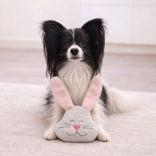 Spielzeug für den Hund Hase in grau