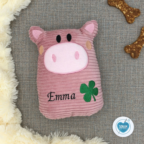 Kuscheltier für den Hund mit Name Plüsch Schwein